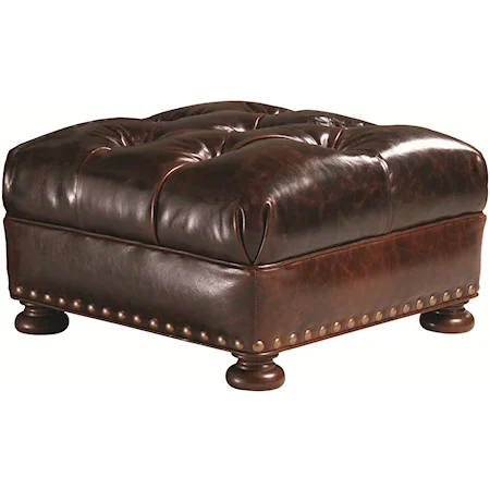 Elle Leather Upholstered Ottoman with Tufted Top